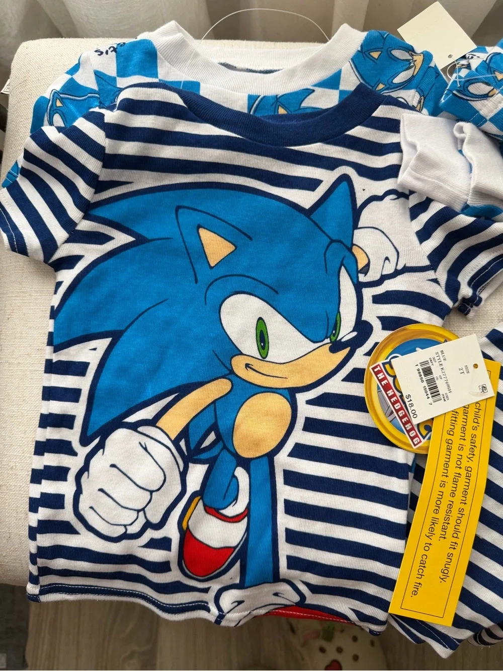 Sonic the Hedgehog Blue Striped Kids Pajama Set
